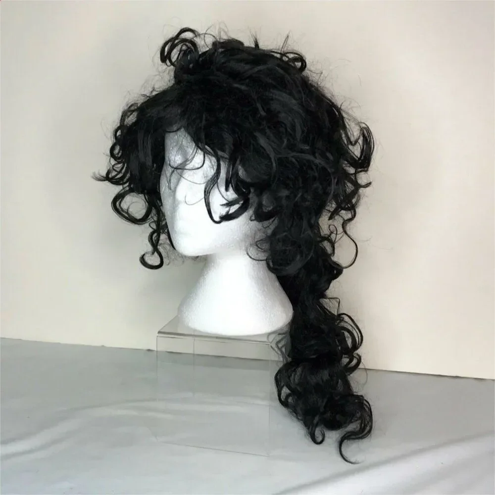 Wig Halloween Black Curly Ponytail Gaston Costume Dress Up Villain Beauty Beast